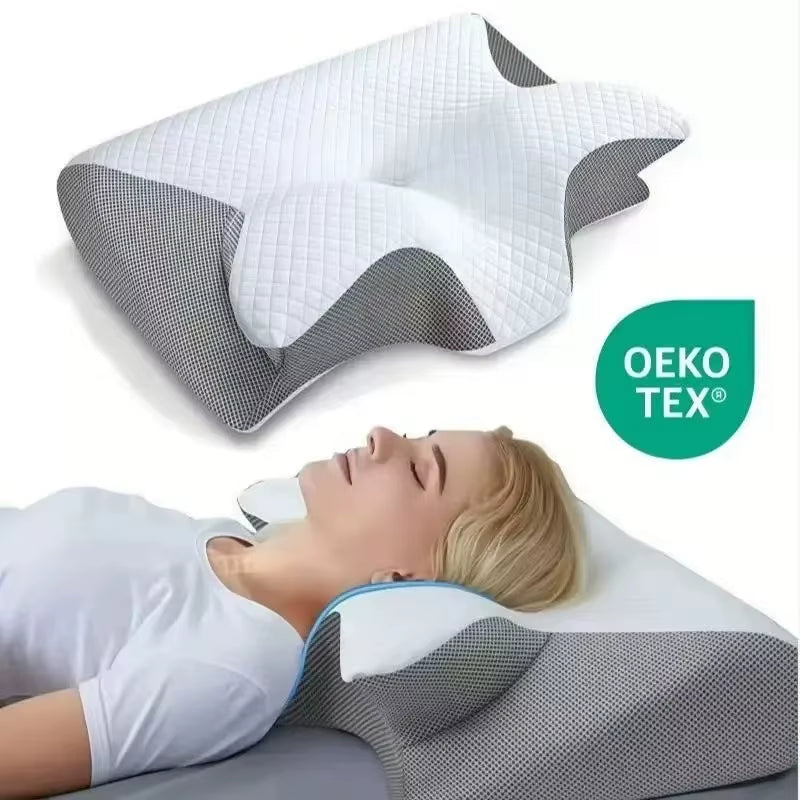Horn Butterfly Pillow Neck Pillow Sleeping Pillow Slow Rebound Memory Pillow Cervical Spine Pillow Core Lined Pillowcase Pillow