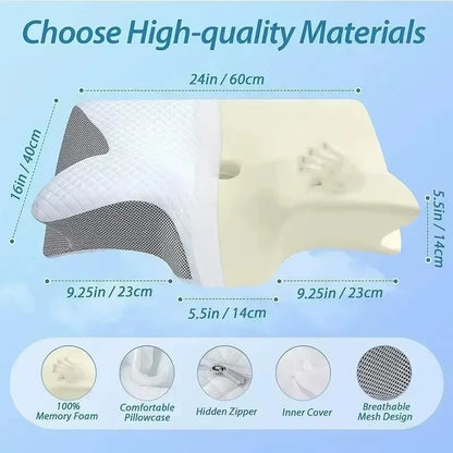 Horn Butterfly Pillow Neck Pillow Sleeping Pillow Slow Rebound Memory Pillow Cervical Spine Pillow Core Lined Pillowcase Pillow
